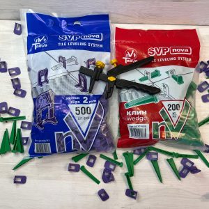 АКЦІЯ!!! Система вирівнювання плитки СВП NOVA - 200 клинів + 500 зажимів 2мм + 1 пластиковий інструмент